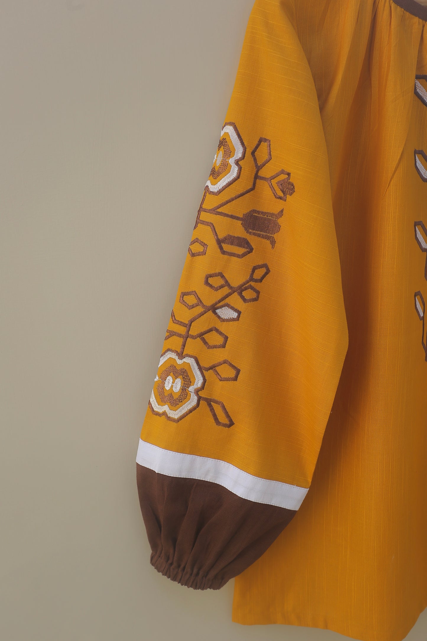 Mustard Embroidered Top