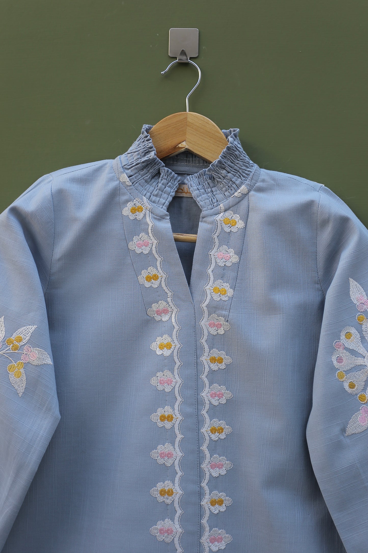 Grey Embroidered Top