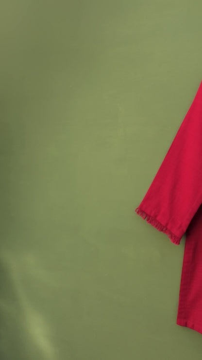 Maroon Embroidered Kurta