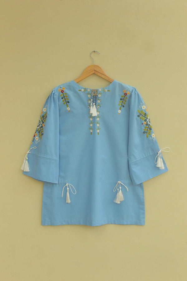 Sky Embroidered Top