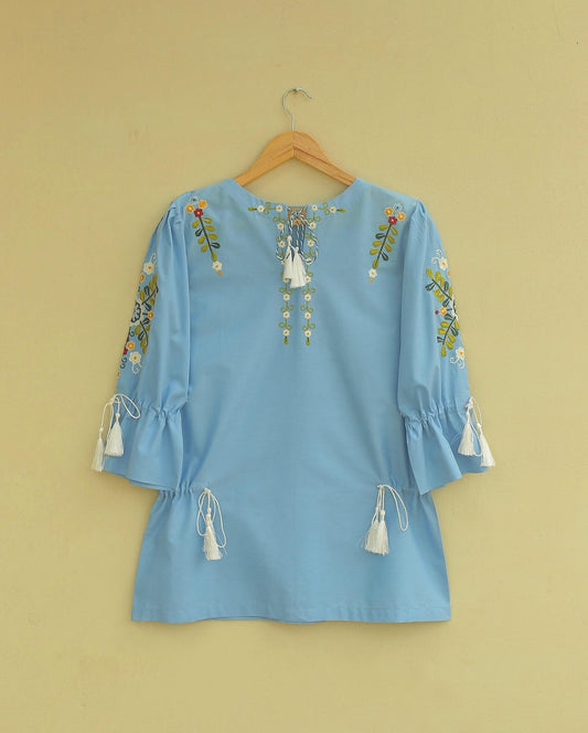 Sky Embroidered Top